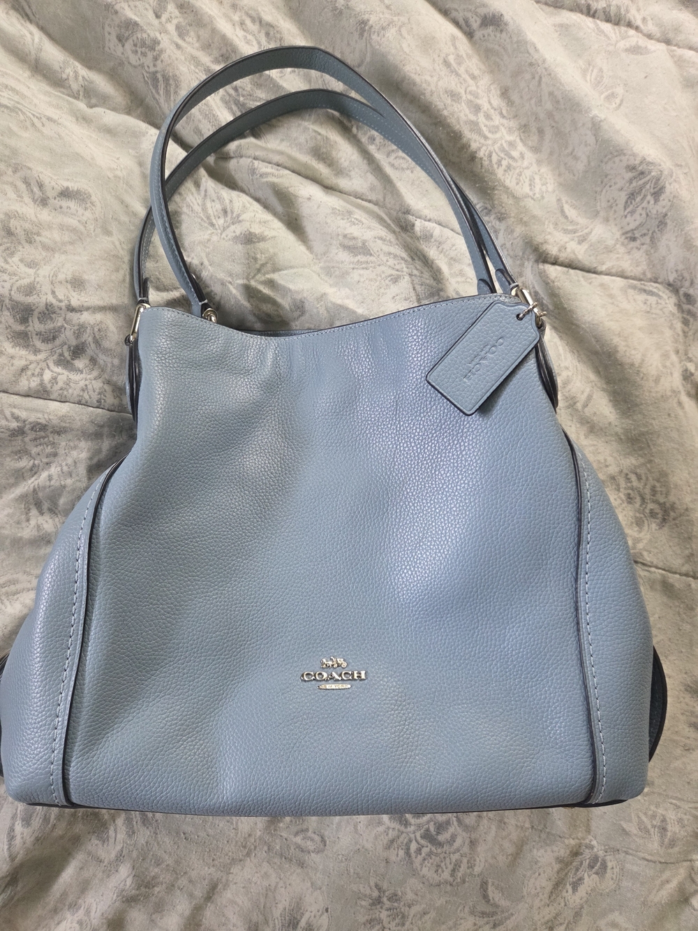 Coach Pebbled Leather Shoulder Bag in Light Blue